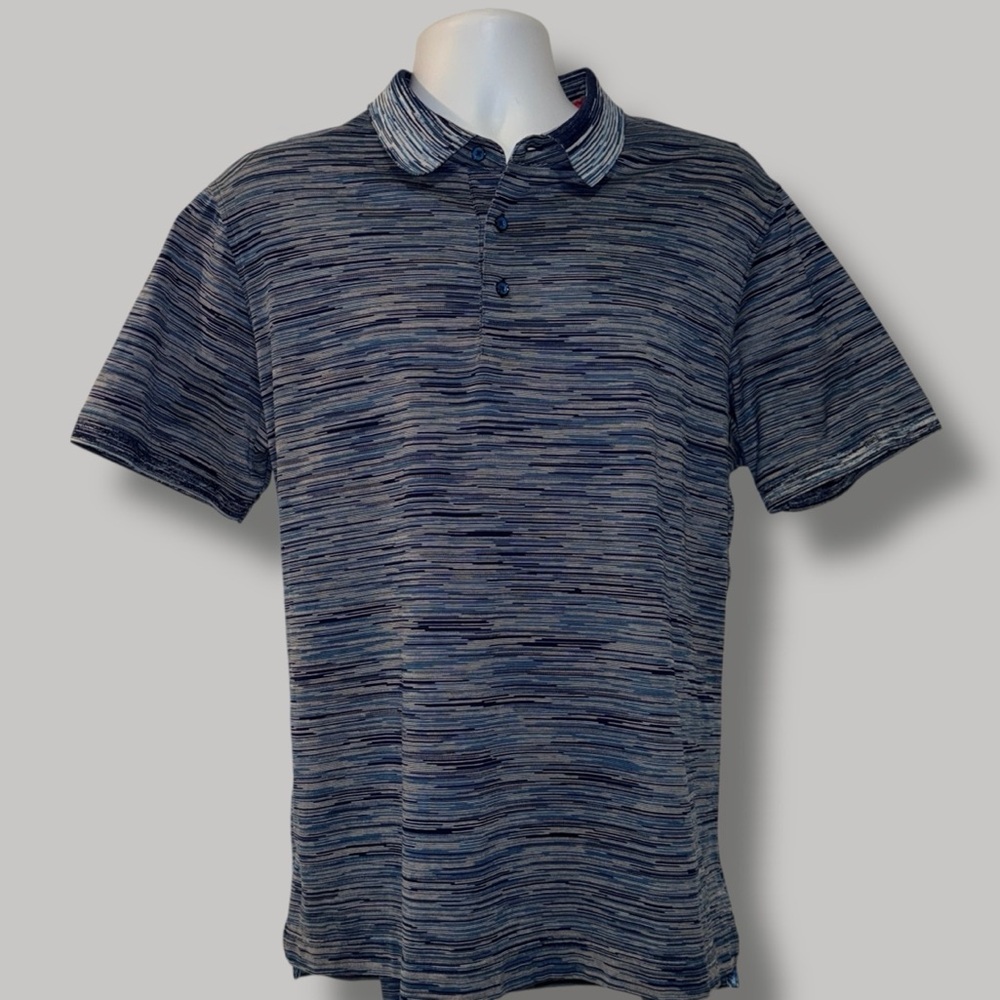 Robert Graham Blue Striped Polo Large Floral Collar & “Knowledge Wisdom Truth”
